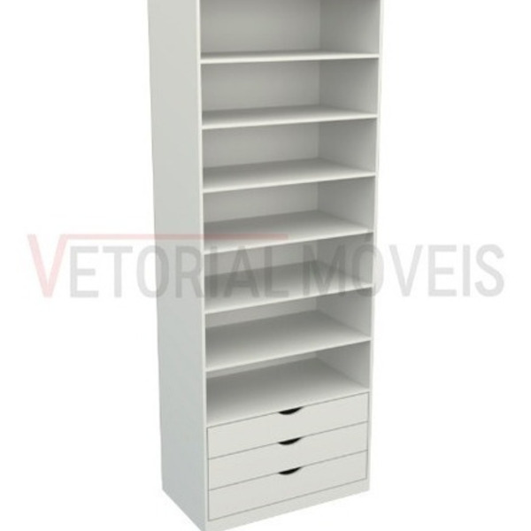 Armário Misto M67 Closet Gaveta Prateleira Loja Closet Mdp
