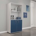 Armario Misto Para Escritório 02 Portas Pivotante Cinza/azul