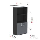 Armário Misto Para Escritório 2 Portas Pivotante Preto/grafito