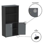 Armário Misto Para Escritório 2 Portas Pivotante Preto/grafito