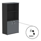 Armário Misto Para Escritório 2 Portas Pivotante Preto/grafito