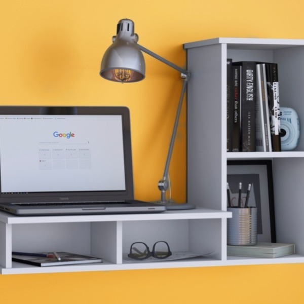 Armário Multifuncional Parede P/ Pc  Laptop + Livros Para Est