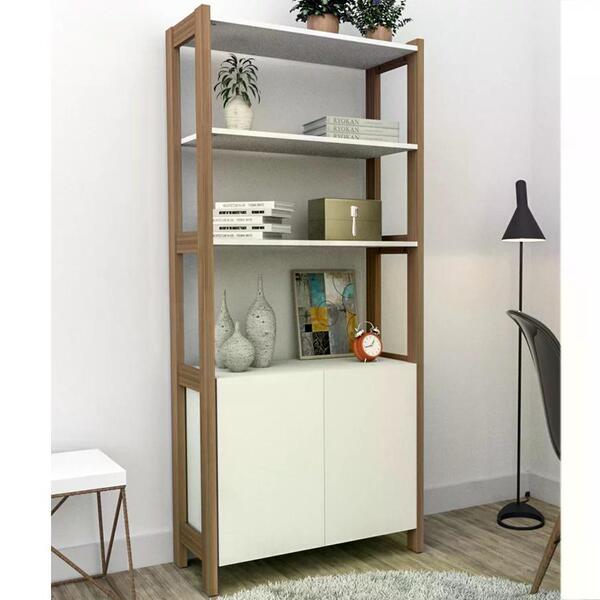 Armario Multiuso 02 Portas 03 Prateleiras Arm4001 Branco Castanho Apt