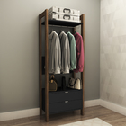 Armário Multiuso 165,5X65X35,5cm Madeira Preto e Nogal TecnoMobili