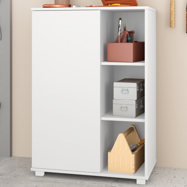 Armário Multiuso 1 Porta 2 Prateleiras Branco Bmu 121 - Brv M