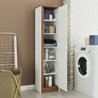 Armário Multiuso 1 Porta 5 Prateleiras Mdp 15mm Branco/castan