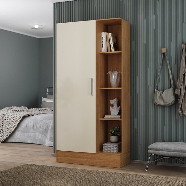 Armário Multiuso 1 Porta 7 Prateleiras Espresso Móveis Cinamo