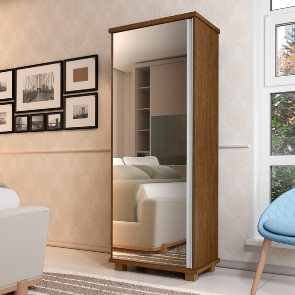 Armário Multiuso 1 Porta Com Espelho Londres Luapa Móveis