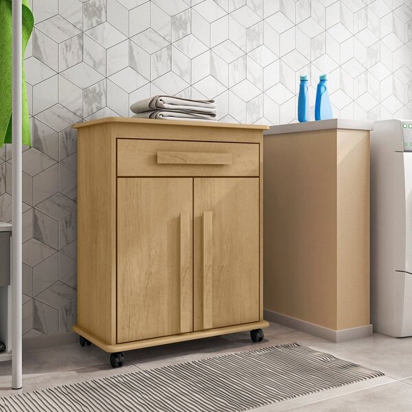 Armário Multiuso 2 Portas 1 Gaveta Com Rodízios Chile Cinamomo