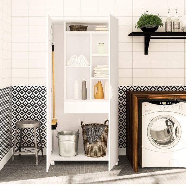 Armário Multiuso 2 Portas 1 Gaveta Safira Espresso Móveis Bra