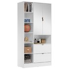 Armário Multiuso 2 Portas 2 Gavetas Com Espelho Joy Branco