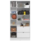 Armário Multiuso 2 Portas 2 Gavetas Com Espelho Joy Branco