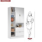 Armário Multiuso 2 Portas 2 Gavetas Com Espelho Joy Branco