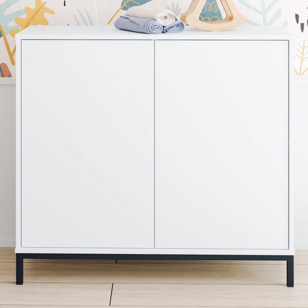 Armário Multiuso 2 Portas 2 Prateleiras Branco/metal Preto Bm