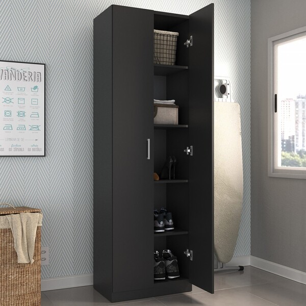 Armário Multiuso 2 Portas 4 Prateleiras Preto 600085 - Vedere