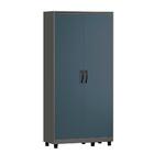 Armário Multiuso 2 Portas 5 Nichos Grafite Azul Alfa Fênix