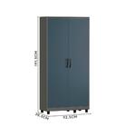 Armário Multiuso 2 Portas 5 Nichos Grafite Azul Alfa Fênix