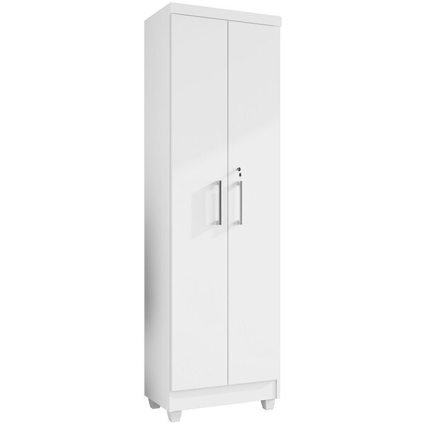 Armário Multiuso 2 Portas 5 Prateleiras C/ Chave Isabel Branco