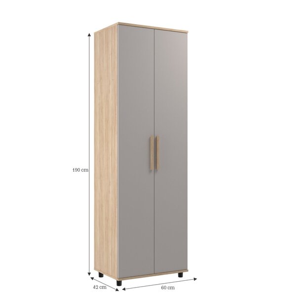 Armário Multiuso 2 Portas 60cm Arizona Aveiro Oak/cinza Urbano