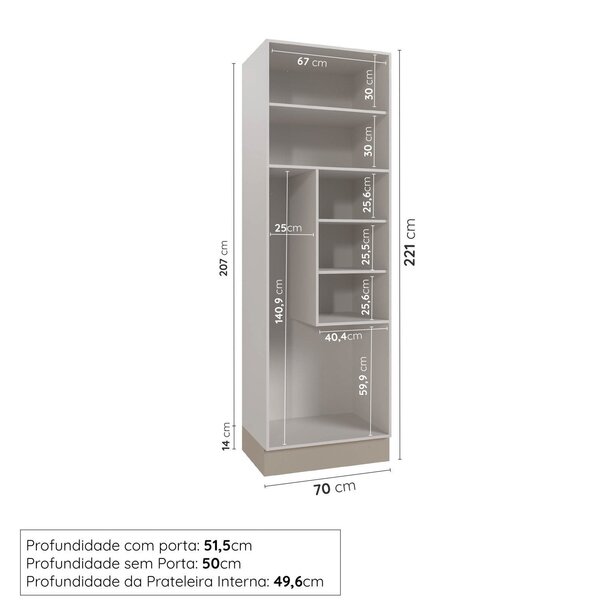 小判 大小 Armário Multiuso 2 Portas 70cm Com Rodapé Ipanema Cabecasa