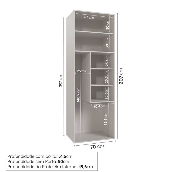 Armário Multiuso 2 Portas 70cm Sem Rodapé Ipanema Cabecasa