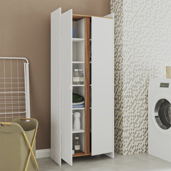 Armário Multiuso 2 Portas 9 Prateleiras Mdp 15mm Branco/casta