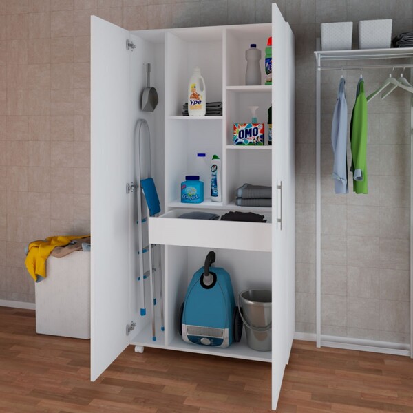 Armário Multiuso 2 Portas Com Rodízios Milão Branco - Panoram