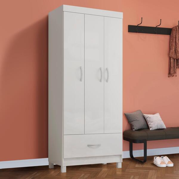 Armário Multiuso 3 Portas 1 Gaveta 75 Cm Branco Prisma Shop Jm