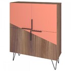 Armário Multiuso 4 Portas 4 Nichos Castanho/ades Coral/metal