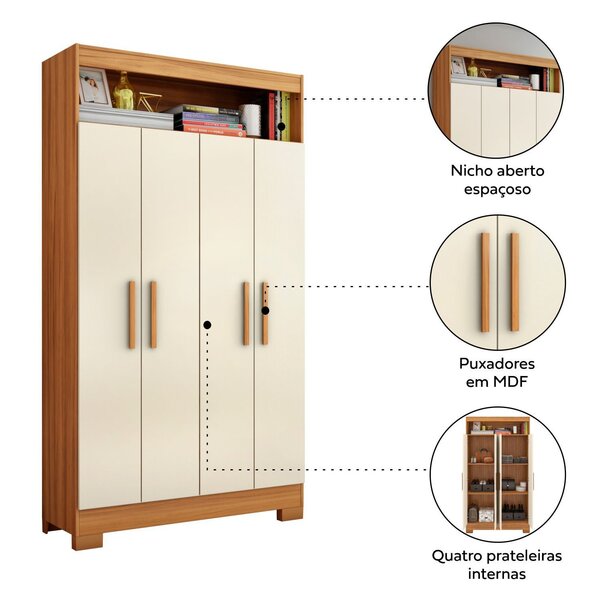 マルコ　４点 Armário Multiuso 4 Portas E Nicho Nt4040 Notável Móveis | Leroy Merlin