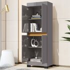 Armário Multiuso 4 Portas Gael Cinza/mel