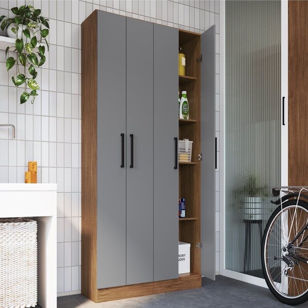 Armário Multiuso 4 Portas Rivera Freijó/cinza