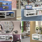 Armário Multiuso + Mesa Para Sala  Com Nicho E Prateleira