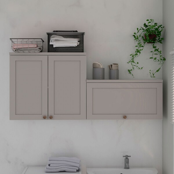 Armário Multiuso Acquaflex 3 Portas Clean Branco Fosco/fendi