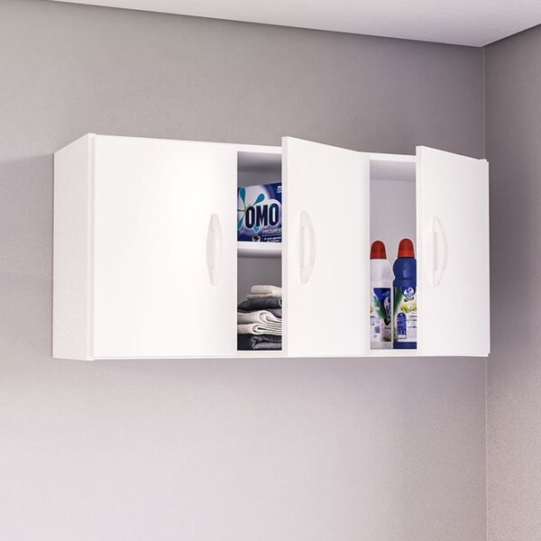 Armário Multiuso Aéreo 3 Portas 1 Prateleira Bonfim  Branco