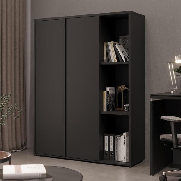 Armário Multiuso Alto 2 Portas 4 Prateleiras Com Nicho Oslo