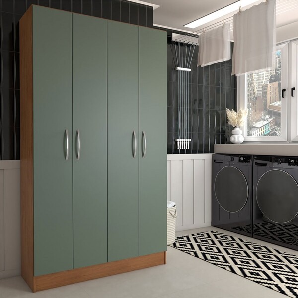 Armário Multiuso Armazém 4 Portas 8 Prateleiras Freijó/oliva