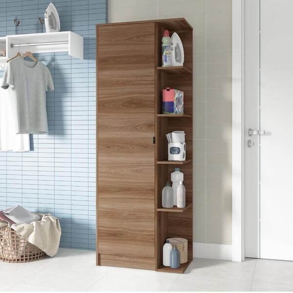 Armário Multiuso C/1 Porta E 5 Nichos - Castanho