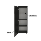Armário Multiuso Com 1 Porta E 3 Prateleiras - Preto