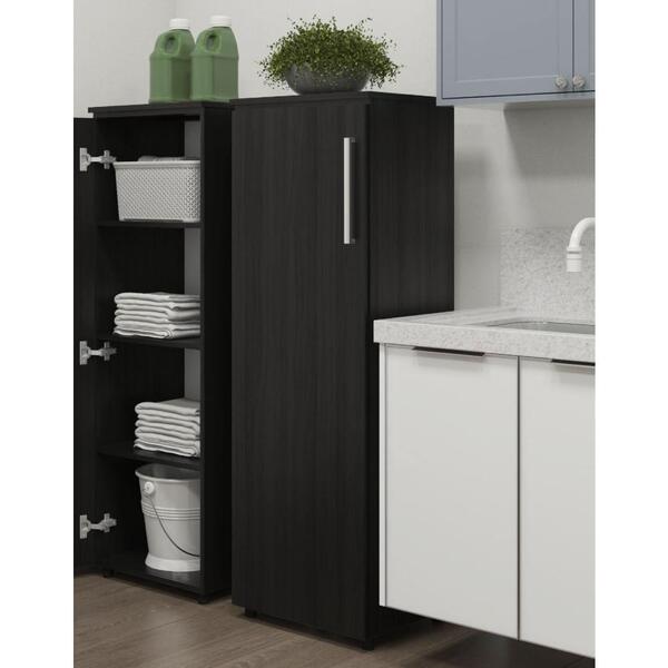 Armário Multiuso Com 1 Porta E 3 Prateleiras - Preto