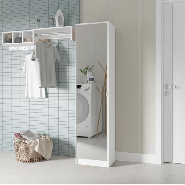 Armário Multiuso Com Espelho E 7 Nichos - Branco