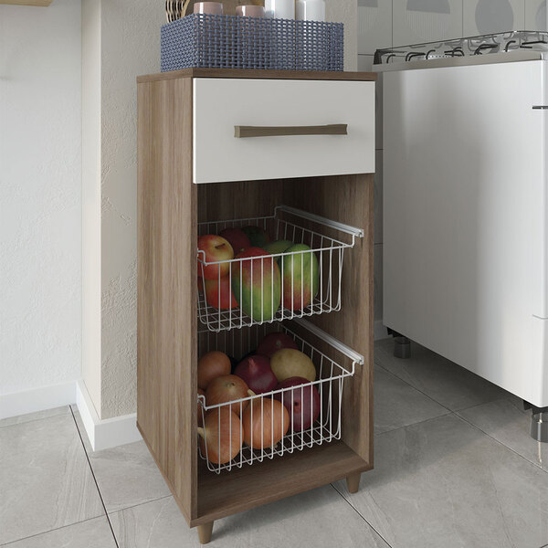 Armário Multiuso Com Fruteira 02 Cestos E 01 Gaveta Bia Natur