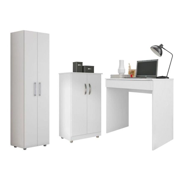 Armário Multiuso Com Mesa De Computador Branco Arles