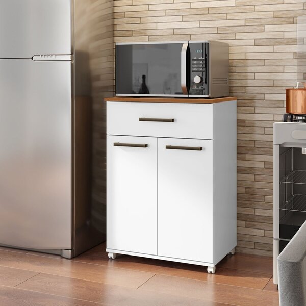 Armário Multiuso Com Rodízio 2 Porta 1 Gaveta Primor Branco