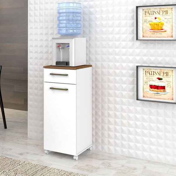 Armário Multiuso Com Rodizio Clean 1 Porta 1 Gaveta Branco/na