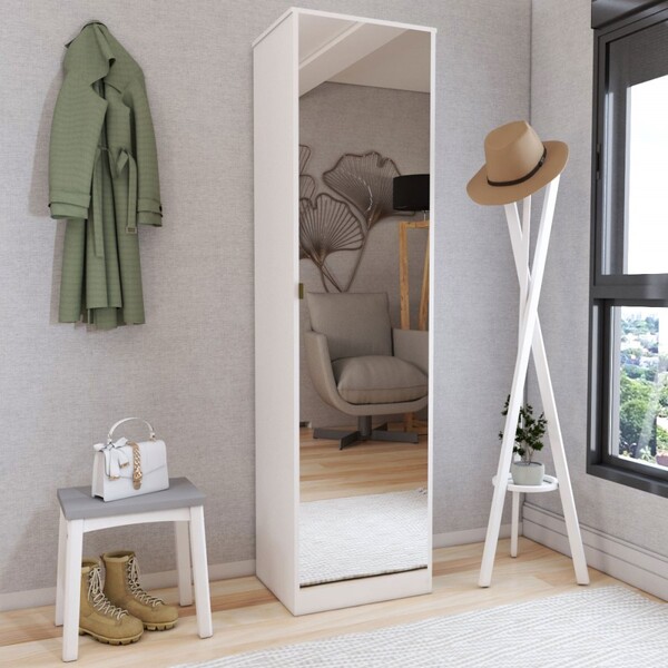 Armário Multiuso Com Sapateira Reflexo 1 Porta Espelhada Bran