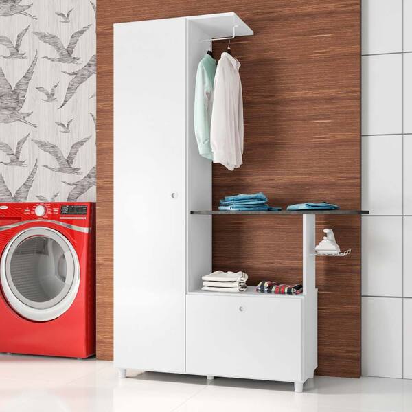 Armário Multiuso Com Tábua De Passar Veneza - Branco