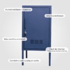 Armário Multiuso De Aço C/ Chave azul Escuro