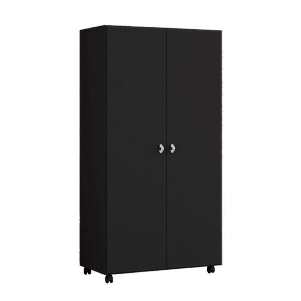 Armário Multiuso Ditália 2 Portas Com Rodízios Ar-70 Preto