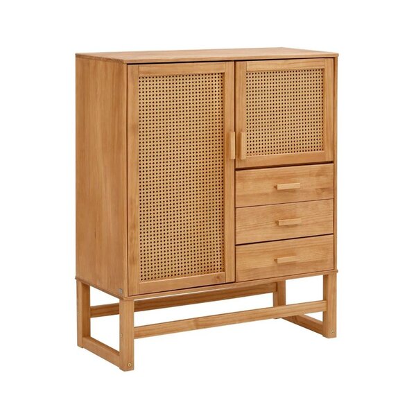 Armário Multiuso Em Madeira Maciça Com 3 Gavetas E 2 Porta De